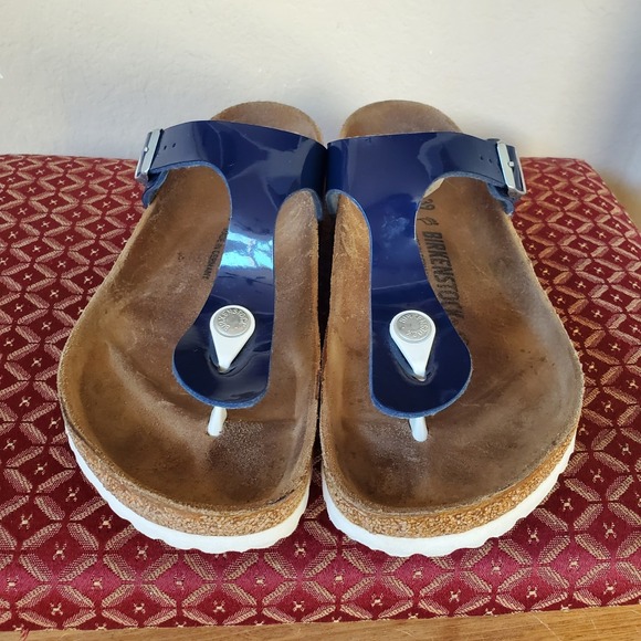 Birkenstock Women's Thong Navy Leather Sandals, Size 39 US Women 9 - Picture 2 of 9